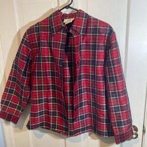 Ice Brand Red Plaid SIlk Blouse  Size 10